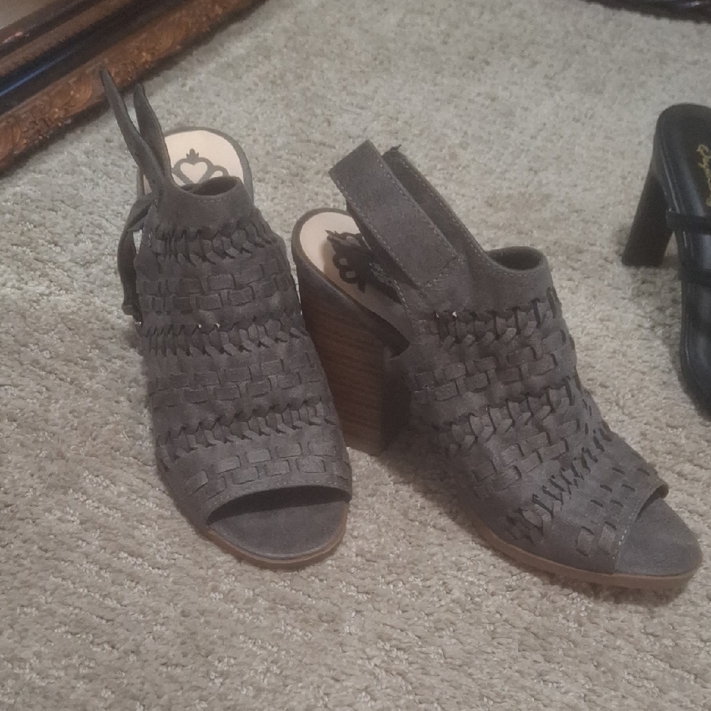 Fergalicious Gray Woven Wedge Sandals